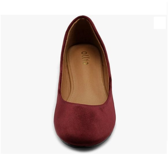 Ollio dark red faux suede ballet flats - Picture 5 of 7